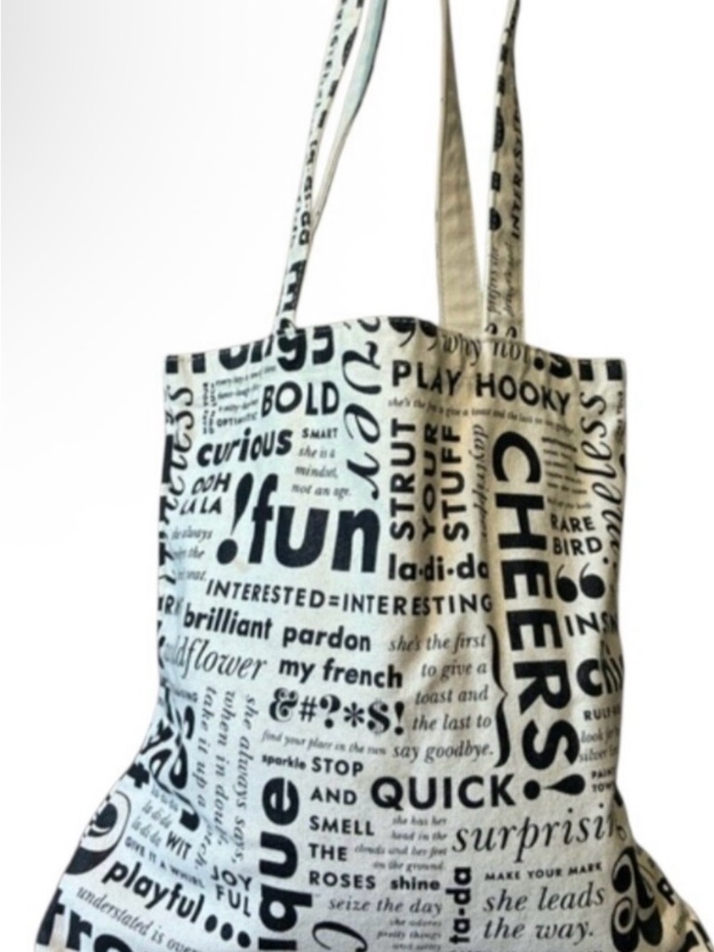 NWOT Kate Spade Typography Graphic Canvas Tote Bag - Picture 2 of 4